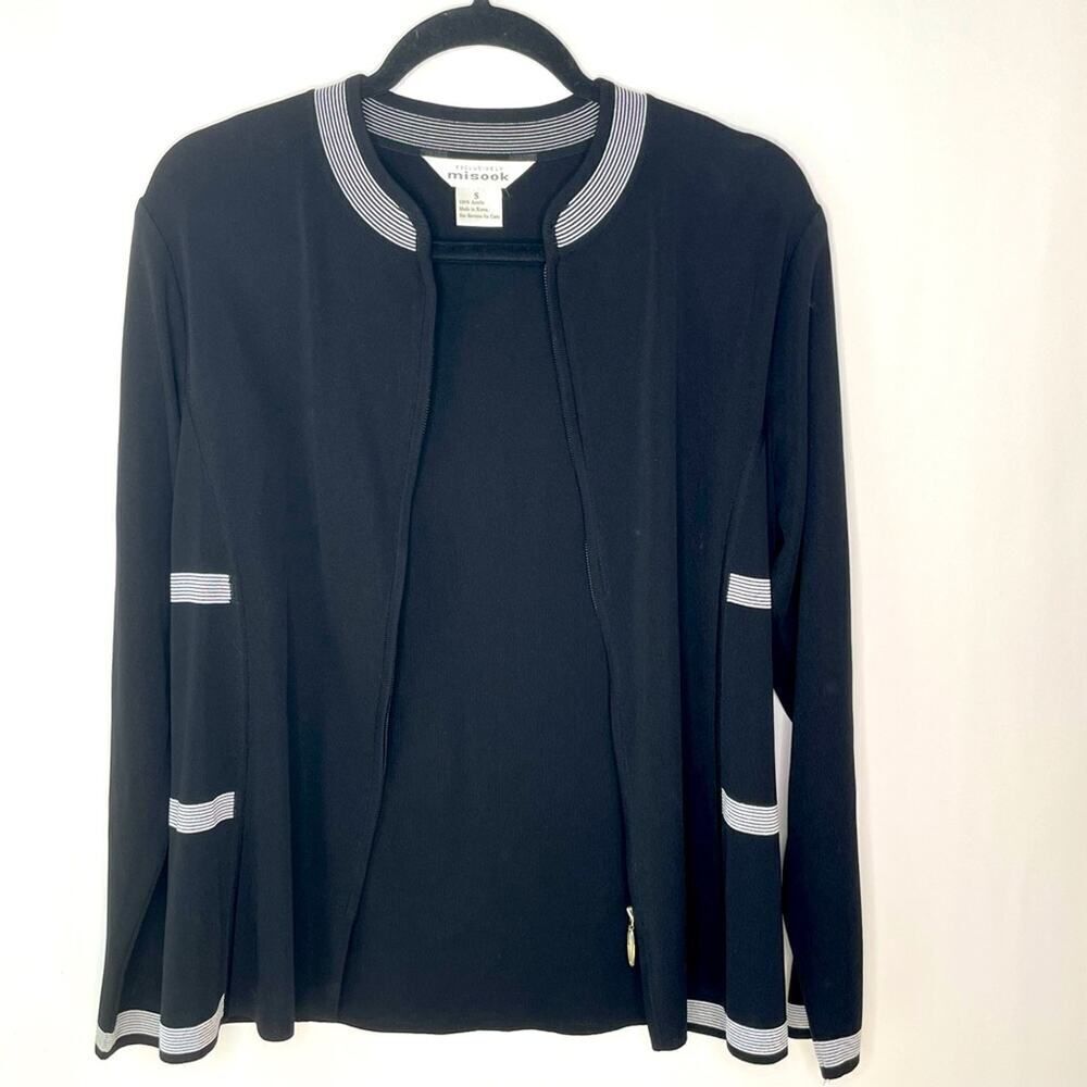 Misook Black Zipper Front Sweater Jacket Size Small